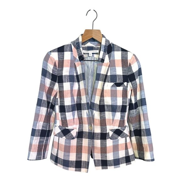 NWOT Veronica Beard Upcollar Schoolboy Dickey Gingham Blazer Jacket - Picture 3 of 8